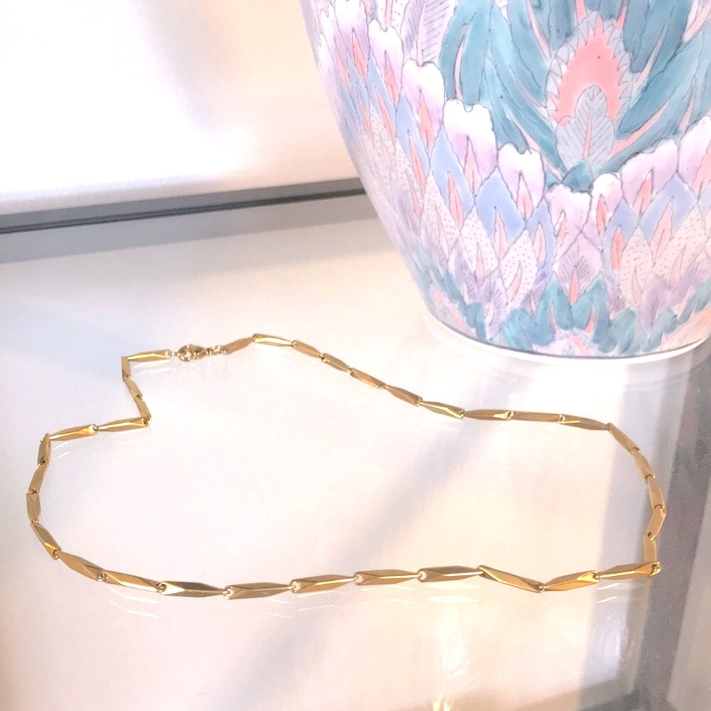 Vintage Solid Link Gold Plated Necklace
